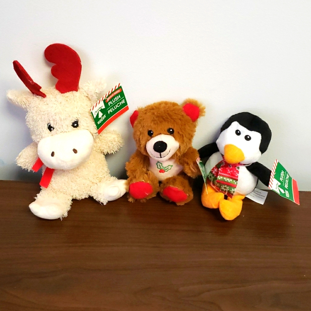 Set Of Three (3) Christmas Plush Toys